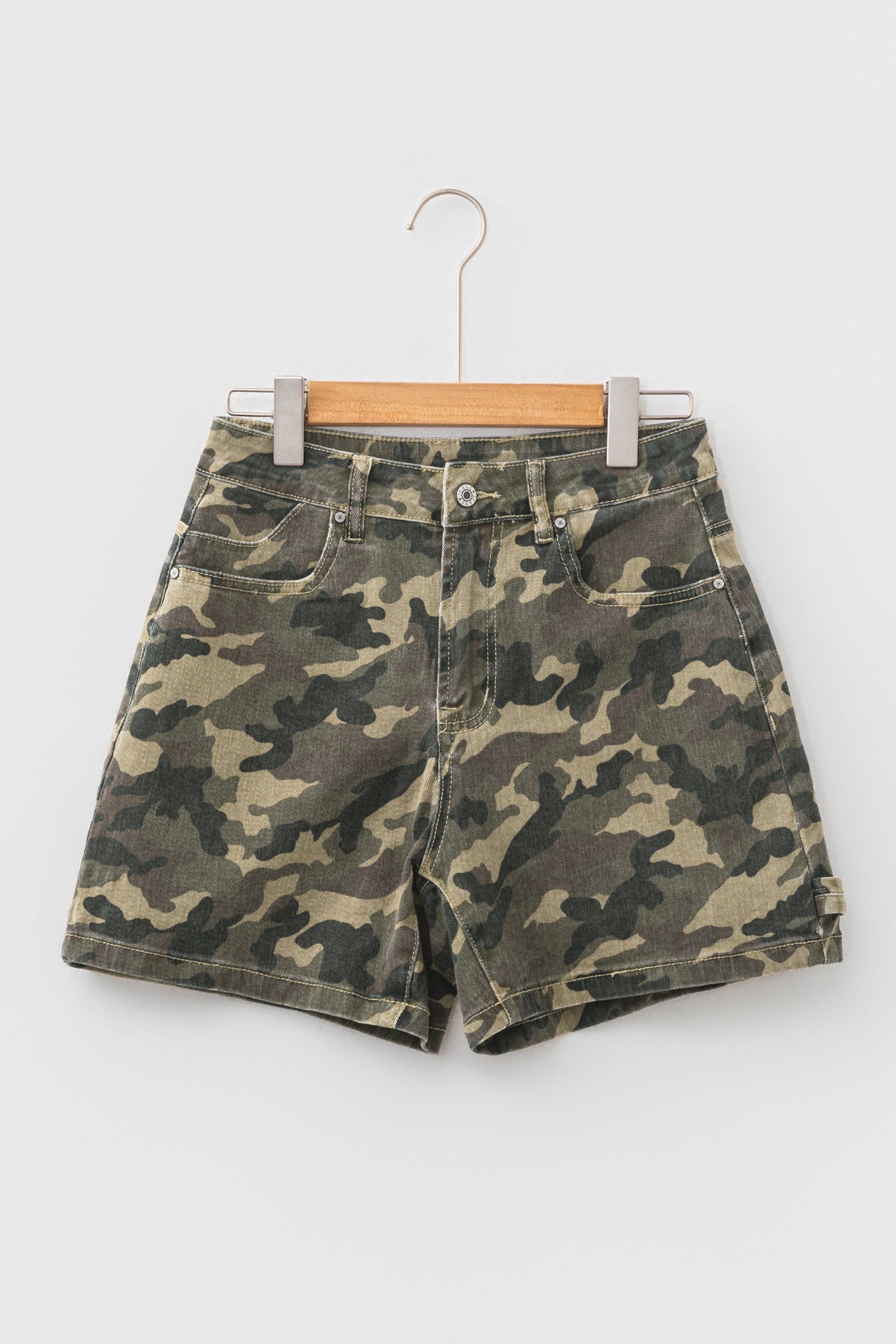 Camo Denim High Waist Shorts