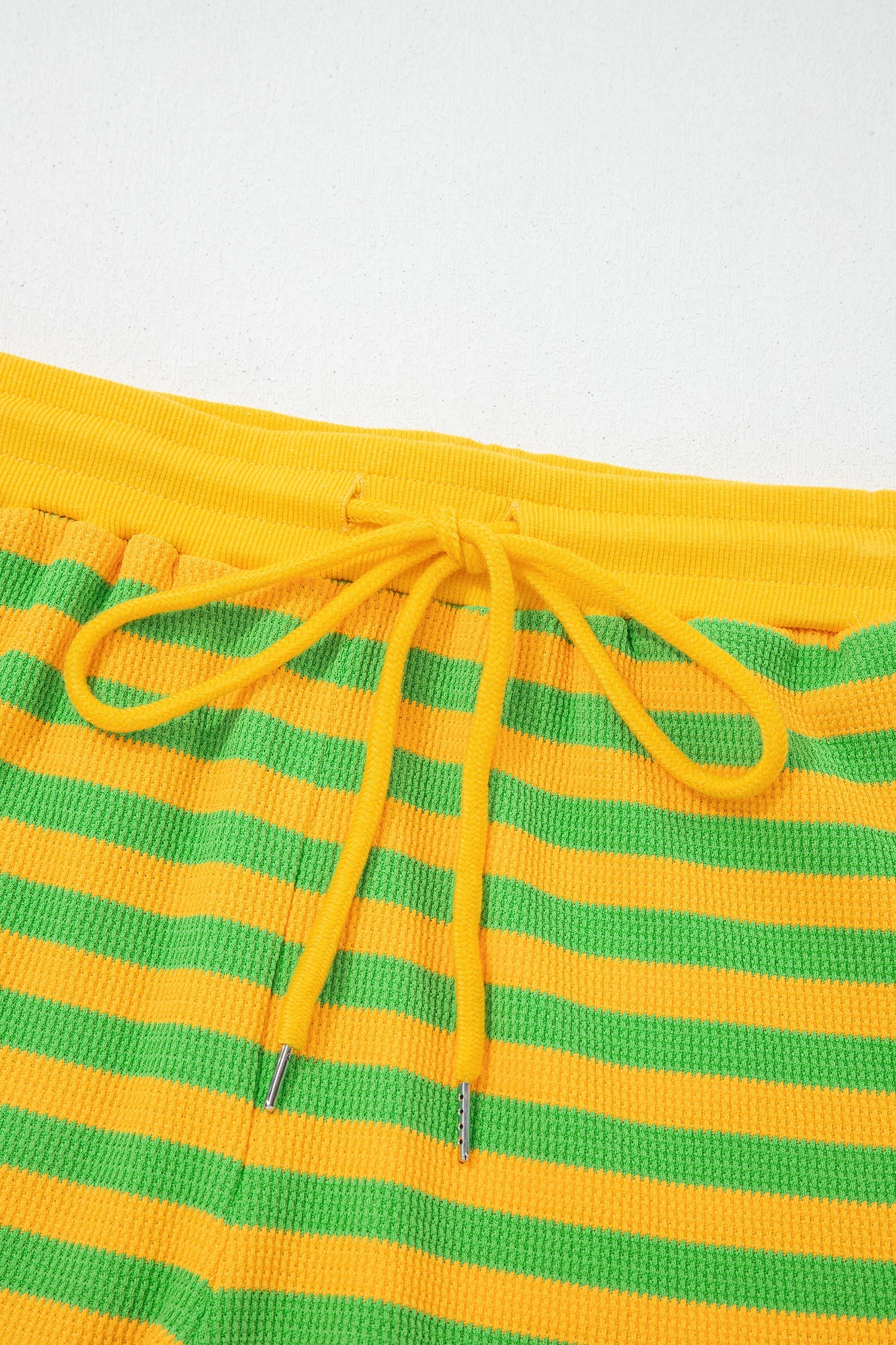 Stripe Puff Sleeve T-Shirt & Drawstring Shorts Set