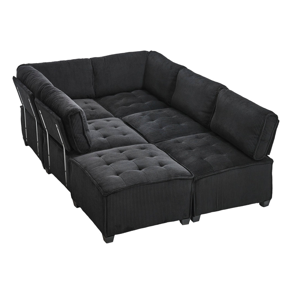 UNITED WE WIN Modular Sectional Sofa U Shaped Modular Couch with Reversible Chaise Modular Sofa Sectional Couch,6- Seat Convertible Sofa,Fit for Living Room