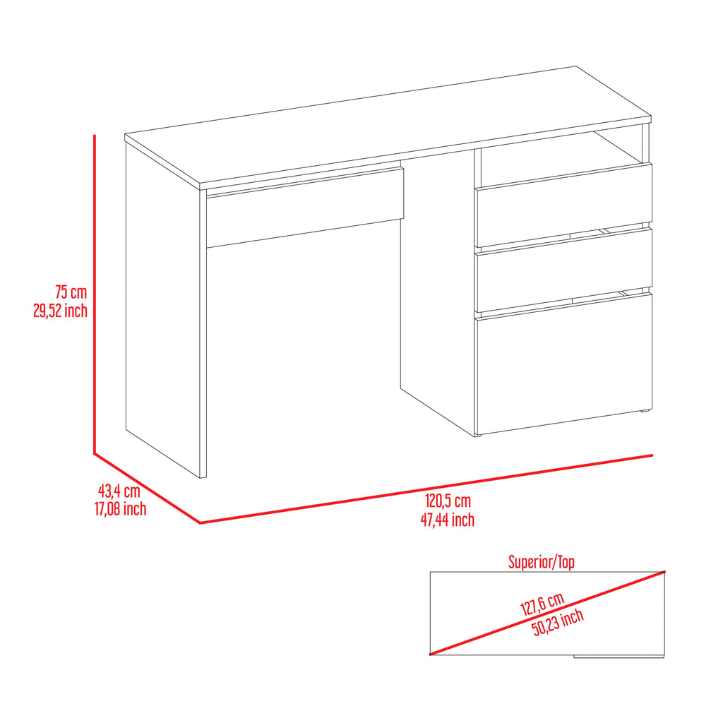 Louisiana Writing Computer Desk, Three Drawers