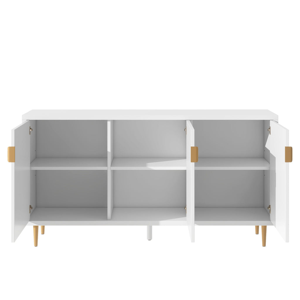 U-Can Modern TV Stand with 3 Doors and Adjustable Shelves for Living Room, Fits TVs Up to 70 Inches, White