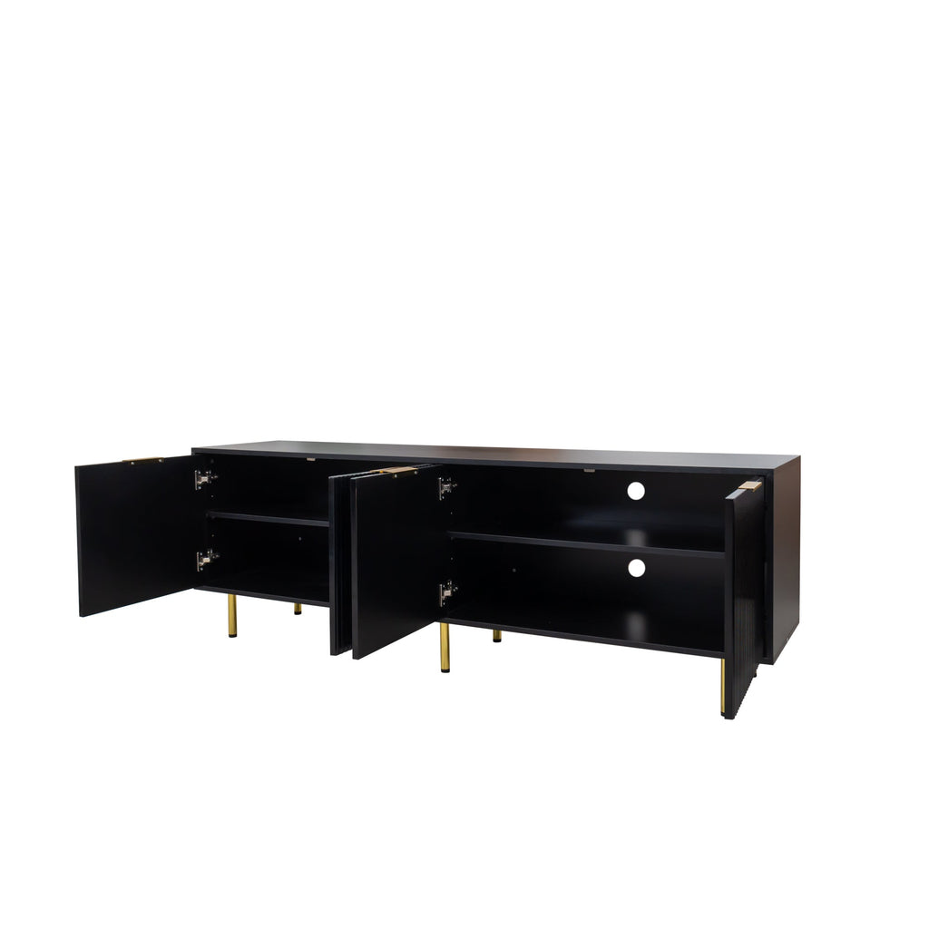 Modern warm Black TV cabinet for 80 inch TV Stands, for Living Room Bedroom