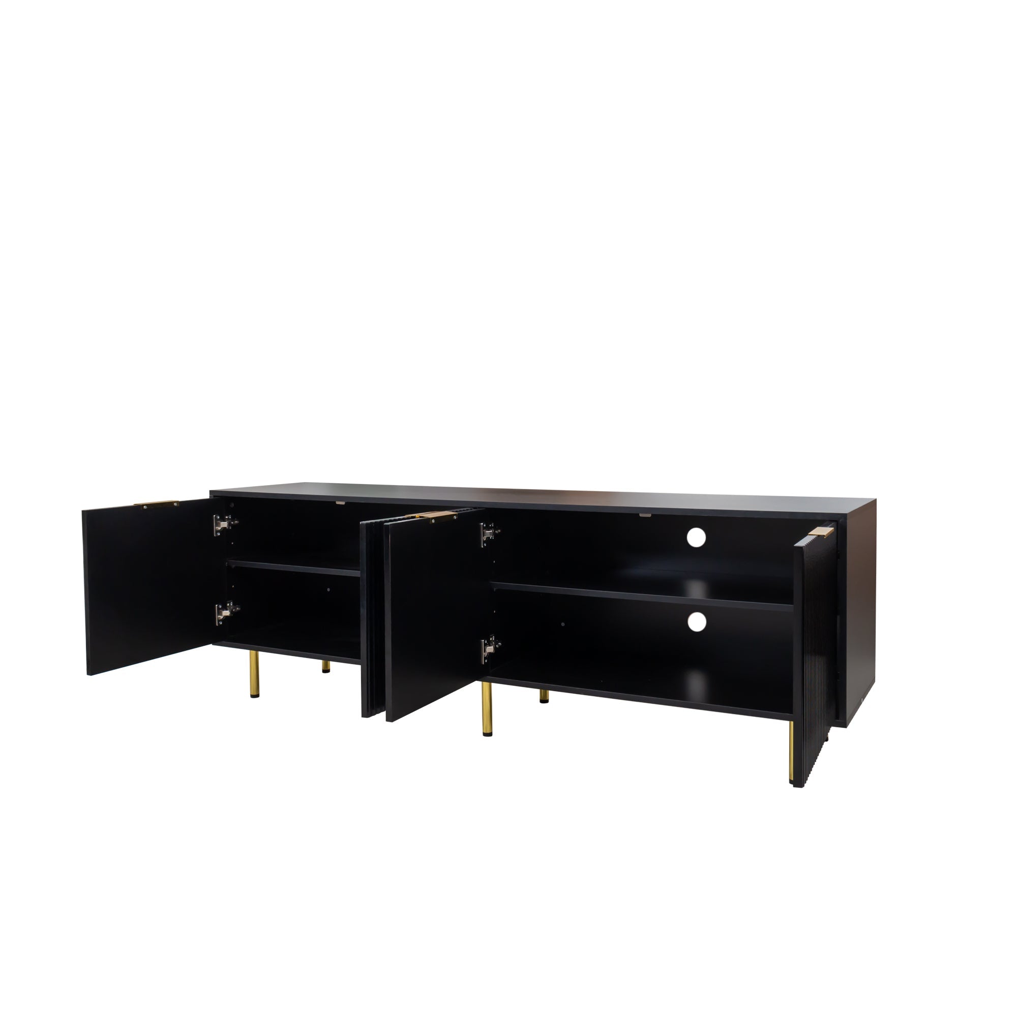 Modern warm Black TV cabinet for 80 inch TV Stands, for Living Room Bedroom