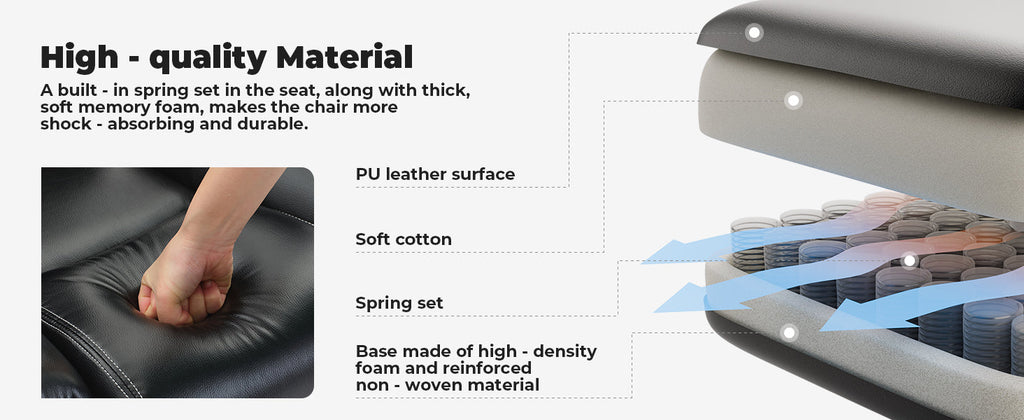 Office Chair Ergonomic 200 kg PU Leather Computer Chair with Lumbar Support and High Backrest, Ergonomic Desk Chair with Liftable Headrest, Black