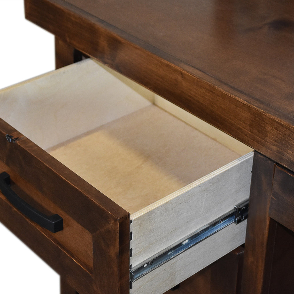 71 inch Executive Desk, No Assembly Required, Whiskey Finish