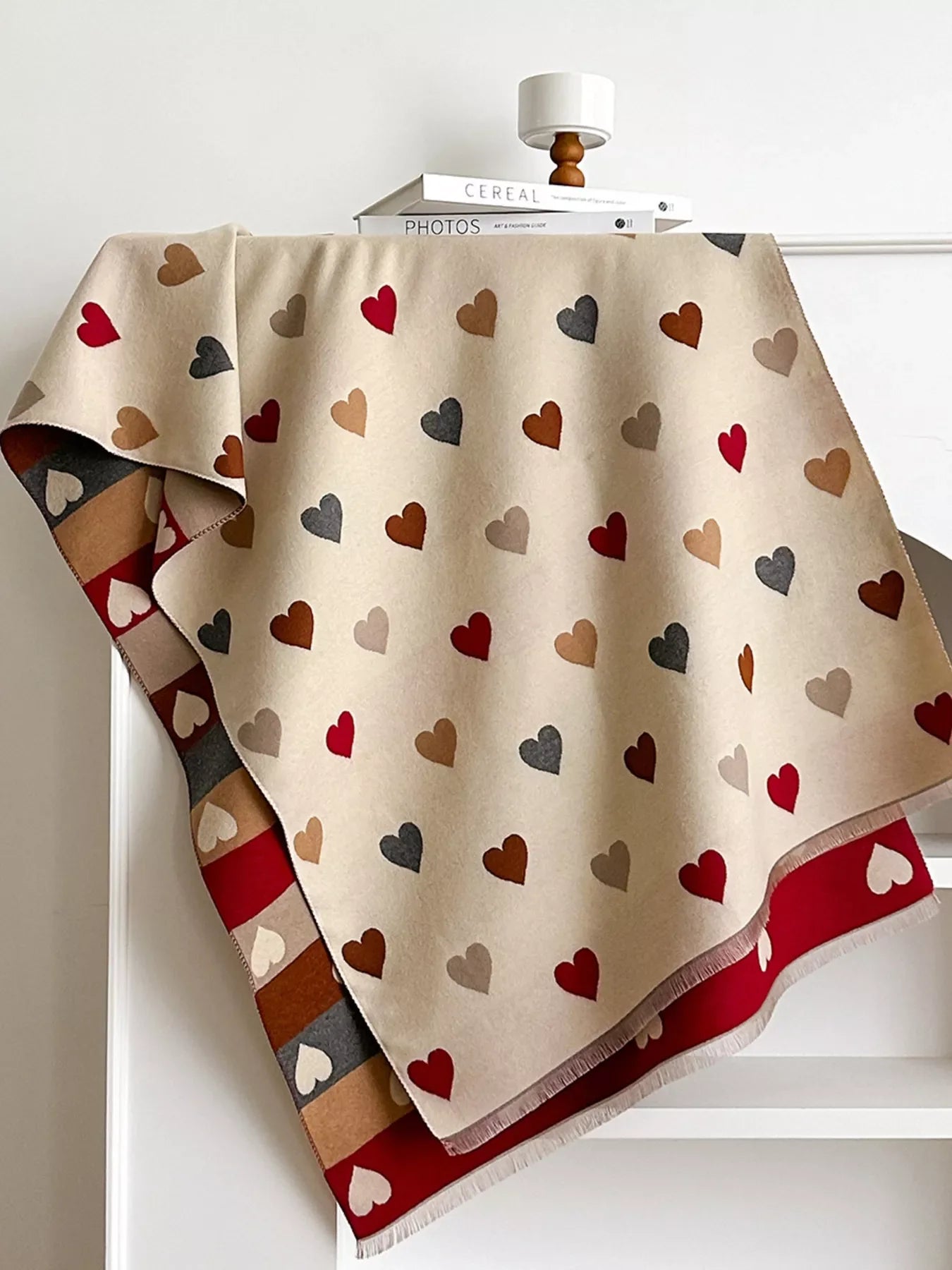 Heart Pattern Warm Scarf