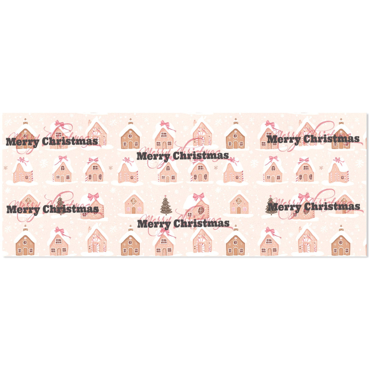 Christmas Pink Houses Custom Gift Wrapping Paper 58"x 23" (Made in USA)