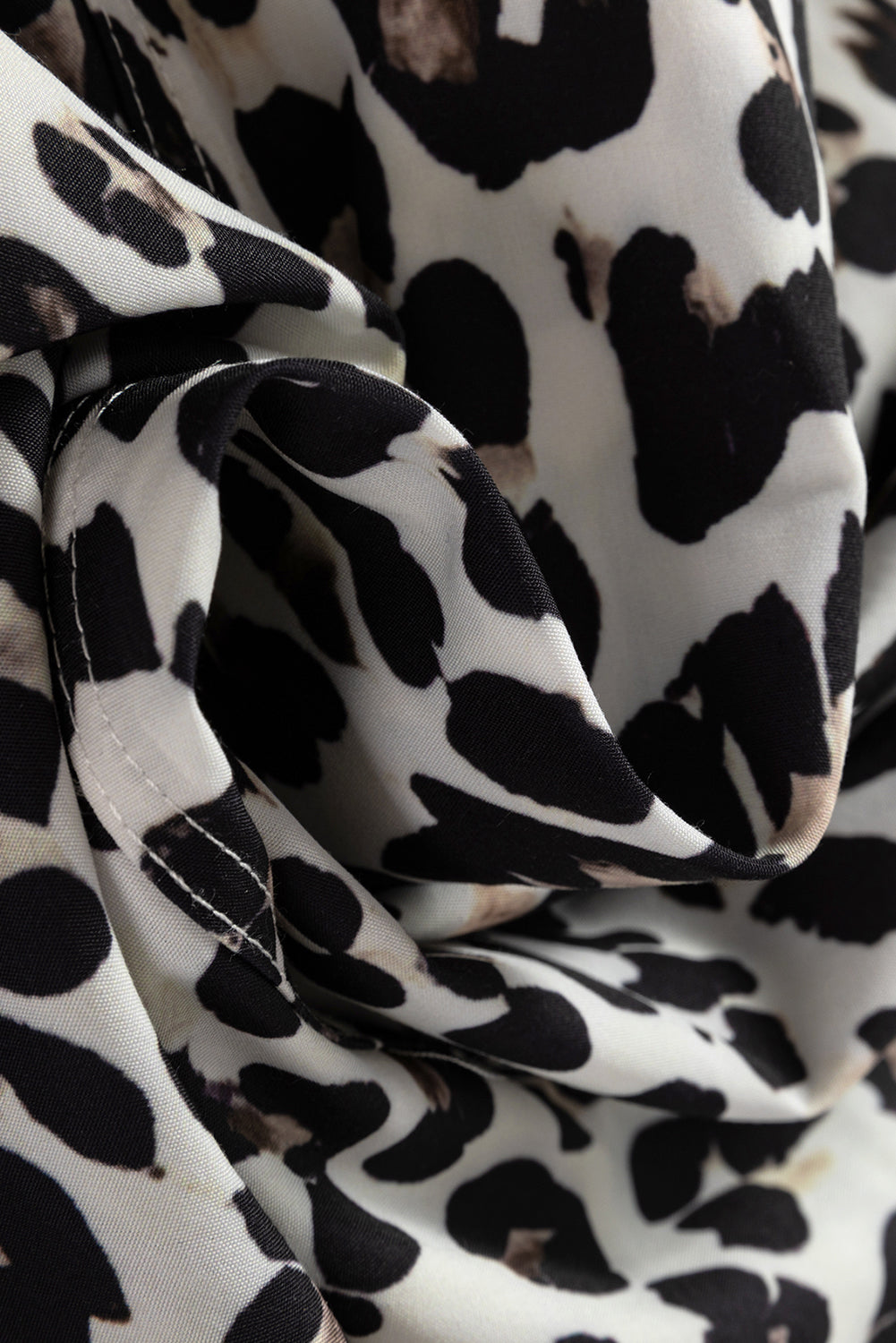 Leopard Stripe Collar Half Buttoned Flared Dress