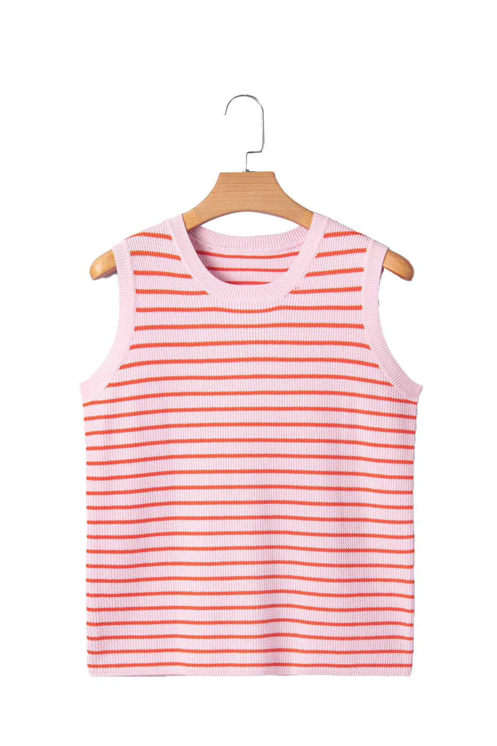 Stripe Textured Knit Sleeveless Sweater Top