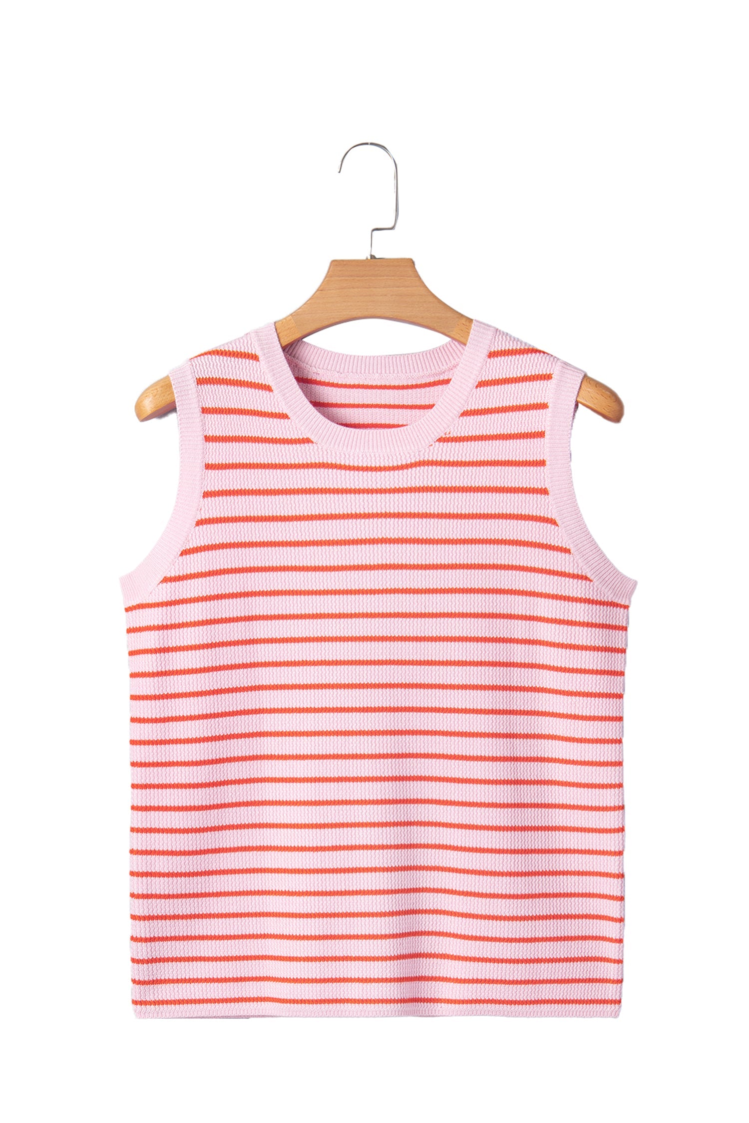Stripe Textured Knit Sleeveless Sweater Top