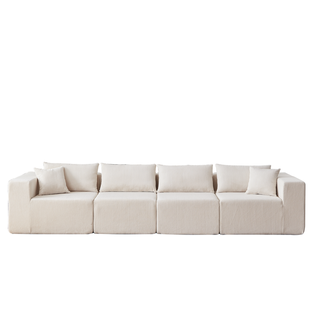 104-Inch Corduroy Modular L Shaped Sectional Sofa,Luxury Floor Couch Set,Upholstered Indoor Furniture,Foam-Filled Compressed Sofa for Living Room,Bedroom,4 PC Free Combination