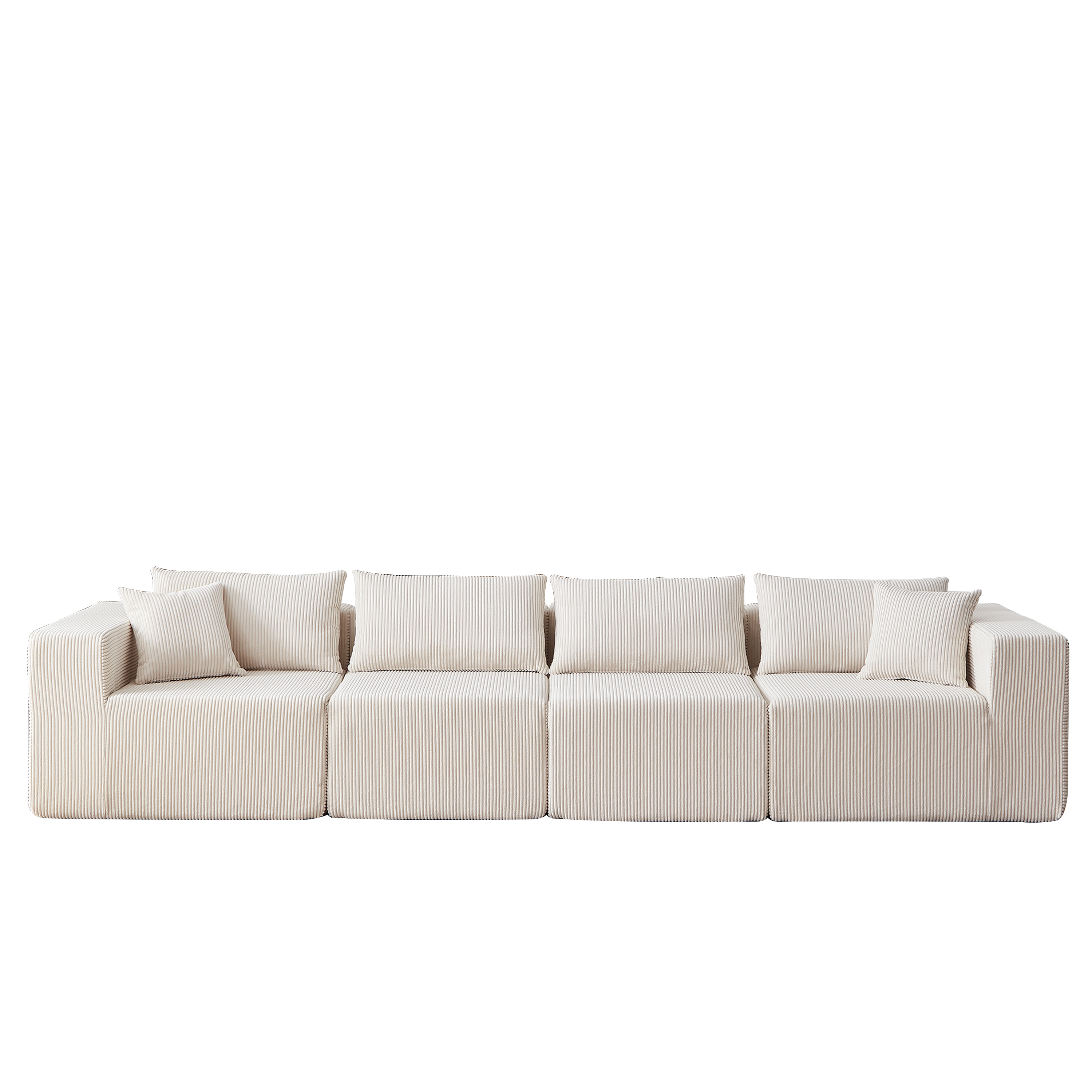 104-Inch Corduroy Modular L Shaped Sectional Sofa,Luxury Floor Couch Set,Upholstered Indoor Furniture,Foam-Filled Compressed Sofa for Living Room,Bedroom,4 PC Free Combination