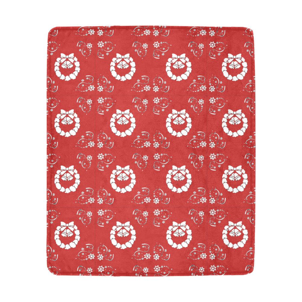 Christmas Wreathes on Red Ultra-Soft Micro Fleece Blanket 50" x 60" (Made in USA)