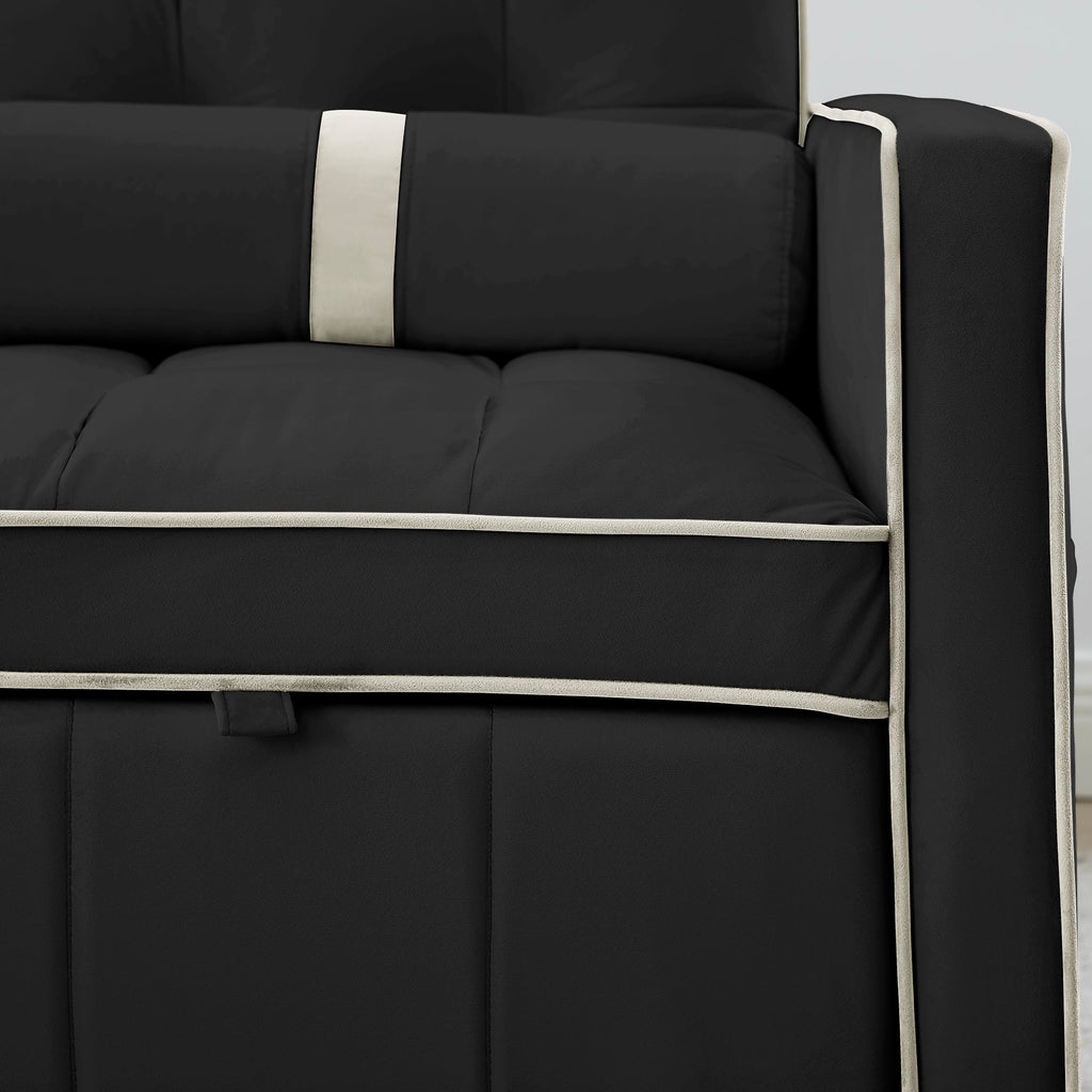 Modern 55.5' Pull Out Sleep Sofa Bed 2 Seater Loveseats Sofa Couch with side pockets, Adjsutable Backrest and Lumbar Pillows for Apartment Office Living Room