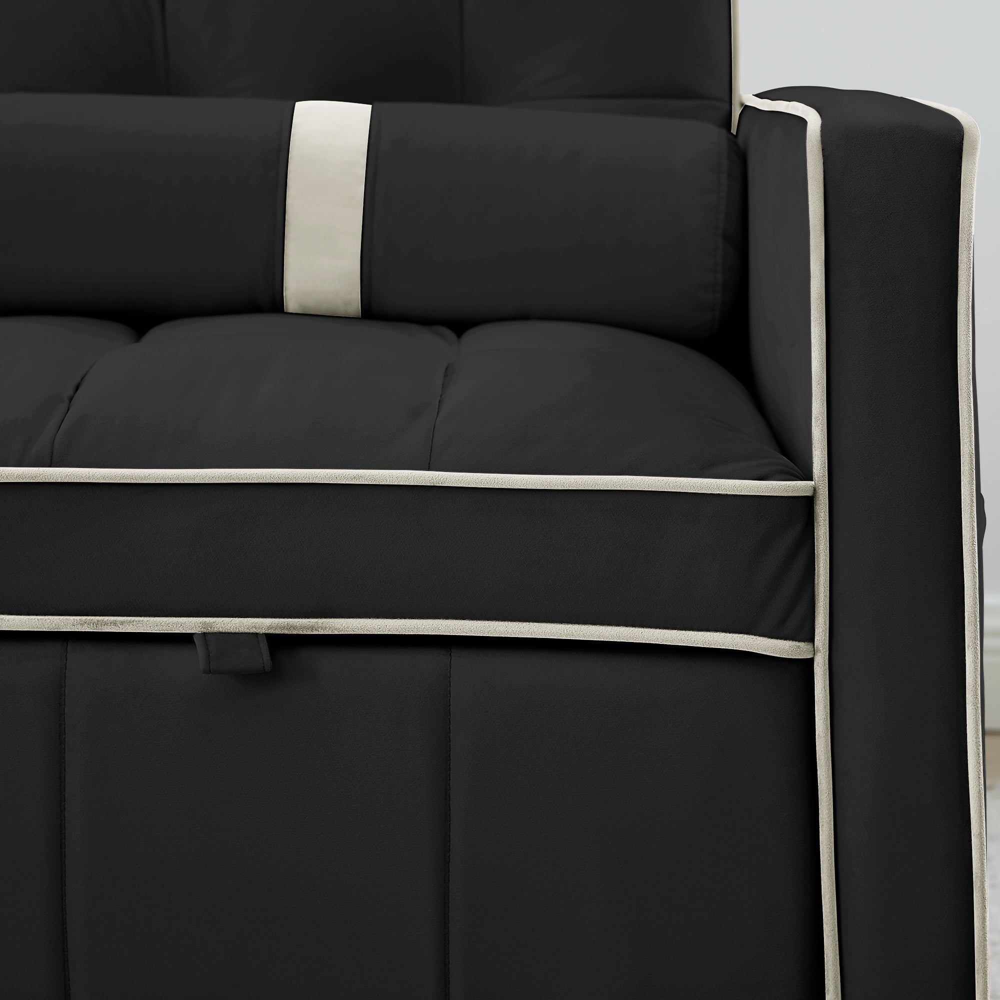 Modern 55.5' Pull Out Sleep Sofa Bed 2 Seater Loveseats Sofa Couch with side pockets, Adjsutable Backrest and Lumbar Pillows for Apartment Office Living Room