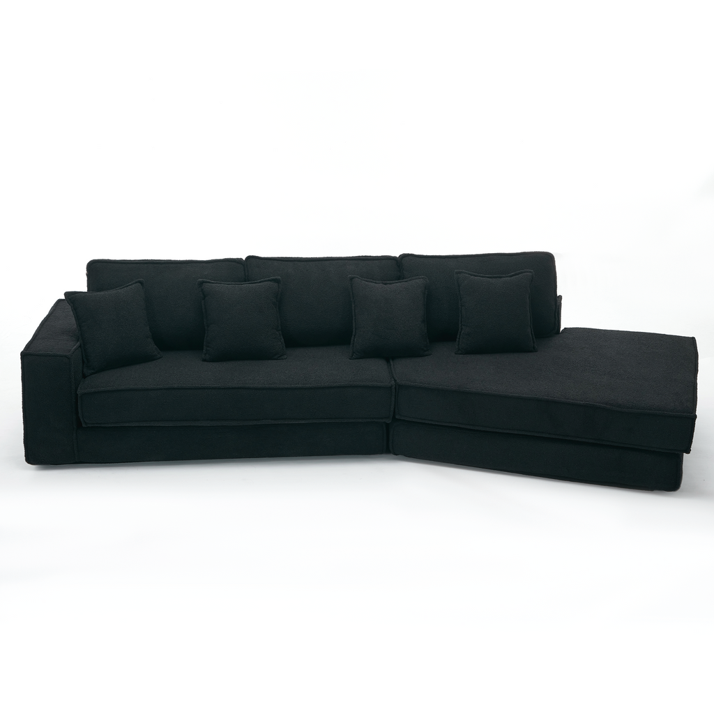 [NEW ARRIVED] [VIDEO PROVIDED]  Folding Convertible Out Sleeper Sofa Bed,2-in-1,  Combination Convertible Sofa,3 seat, Upholstered,Fold Out Floor Gaming Sofa Bed , Lamb Velvet Fabric,Living Room,Black