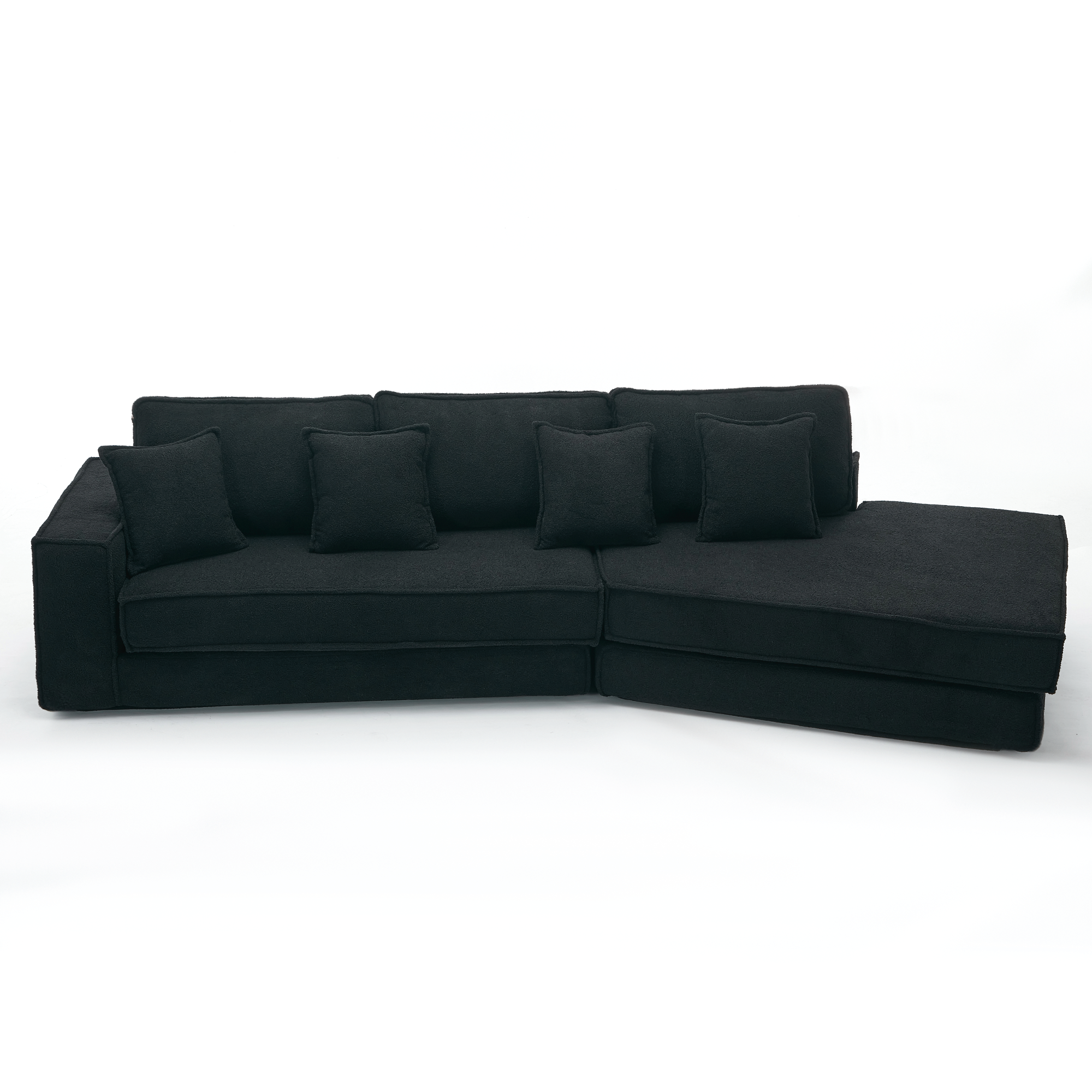[NEW ARRIVED] [VIDEO PROVIDED]  Folding Convertible Out Sleeper Sofa Bed,2-in-1,  Combination Convertible Sofa,3 seat, Upholstered,Fold Out Floor Gaming Sofa Bed , Lamb Velvet Fabric,Living Room,Black