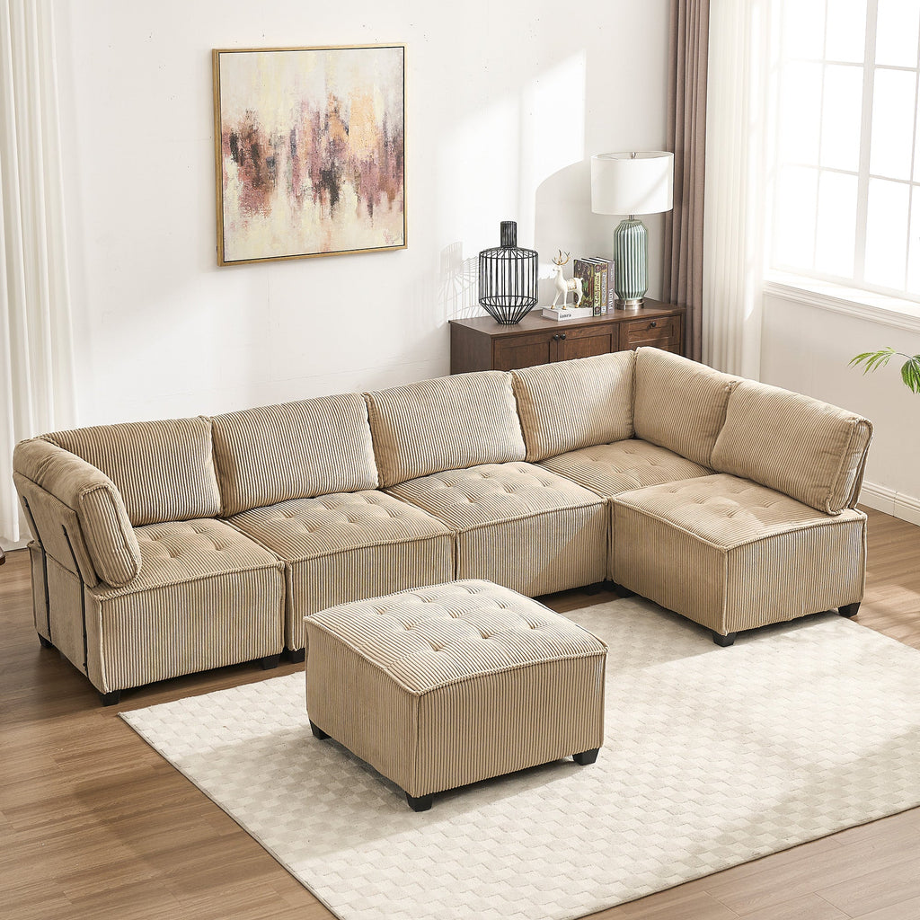 UNITED WE WIN Modular Sectional Sofa U Shaped Modular Couch with Reversible Chaise Modular Sofa Sectional Couch,6- Seat Convertible Sofa,Fit for Living Room