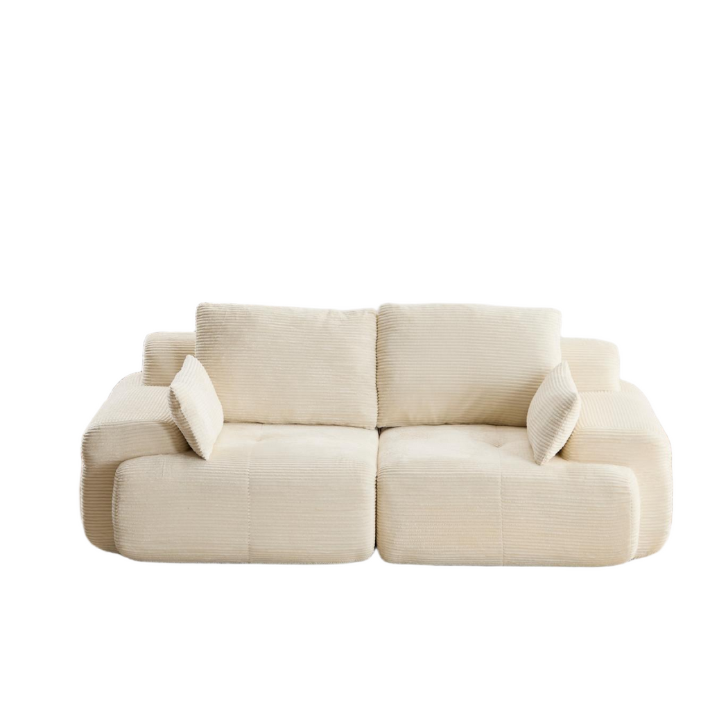 Modern Memory Foam Compressed Sofa,2 Seater Large Sectional Couches for Living Room,Pet-Friendly Cloud Modular Sectional Sofa,Corduroy Fabric,Extra Deep Loveseat,No Assembly required, Beige