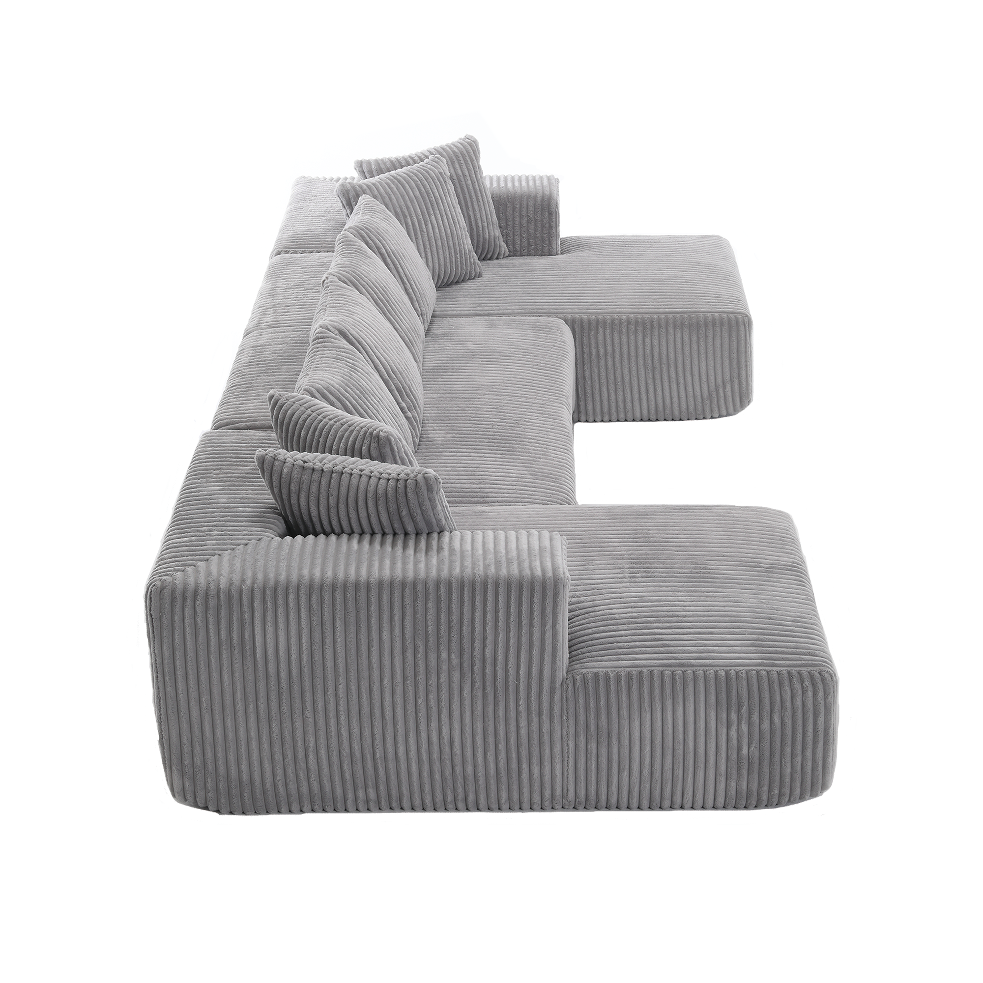 [NEW ARRIVED] [VIDEO PROVIDED]133.45'' Modular Sectional Couch, U-shaped sofa , Chaise Lounge, Striped fabric,Upholstered 4 Seater Couch for Living Room, Free Combination Sofa (Corduroy), Gray