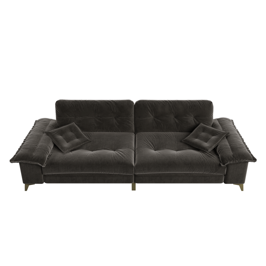 104.7 ' Modern 4-Seat Cloud Sofa with Wide Removable Armrests, Tufted Sofa with Metal Legs,Comfy Chenille Upholstered Couch with 2 Pillows for Living Room,Bedroom,Apartment, Office,Studio,Dark Gery