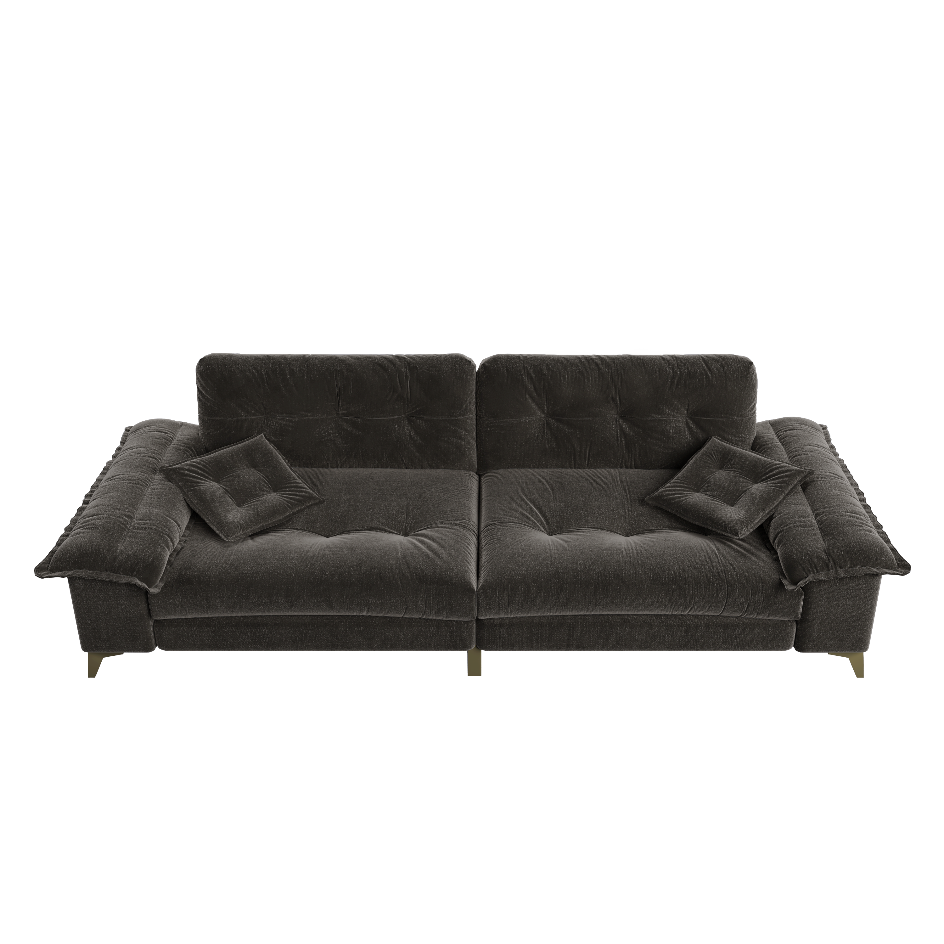 104.7 ' Modern 4-Seat Cloud Sofa with Wide Removable Armrests, Tufted Sofa with Metal Legs,Comfy Chenille Upholstered Couch with 2 Pillows for Living Room,Bedroom,Apartment, Office,Studio,Dark Gery
