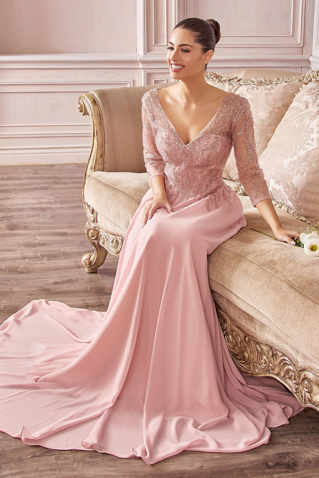 Chiffon A-Line Gown Long Sleeves CDCD0171