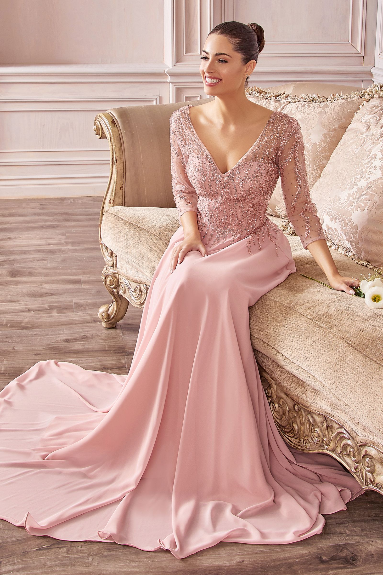 Chiffon A-Line Gown Long Sleeves CDCD0171