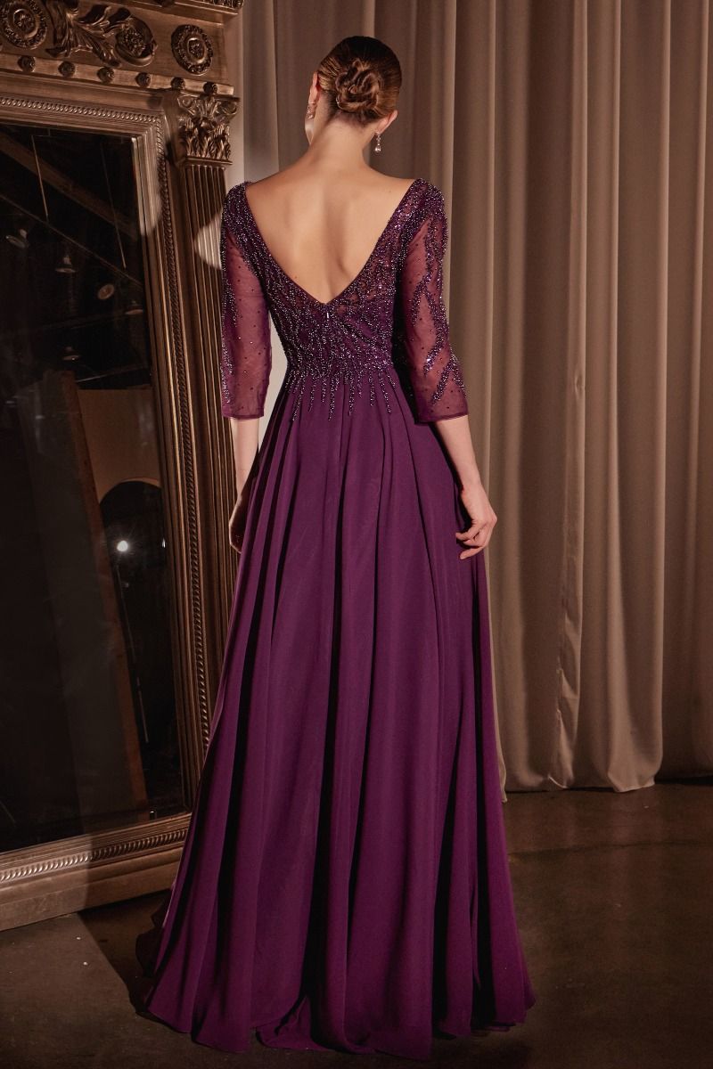 Chiffon A-Line Gown Long Sleeves CDCD0171