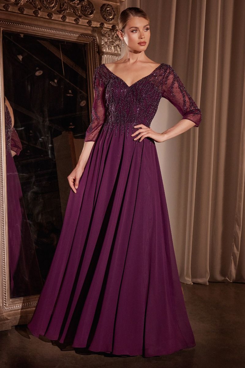 Chiffon A-Line Gown Long Sleeves CDCD0171