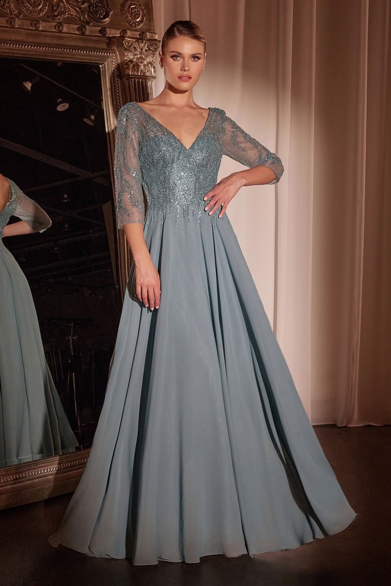 Chiffon A-Line Gown Long Sleeves CDCD0171