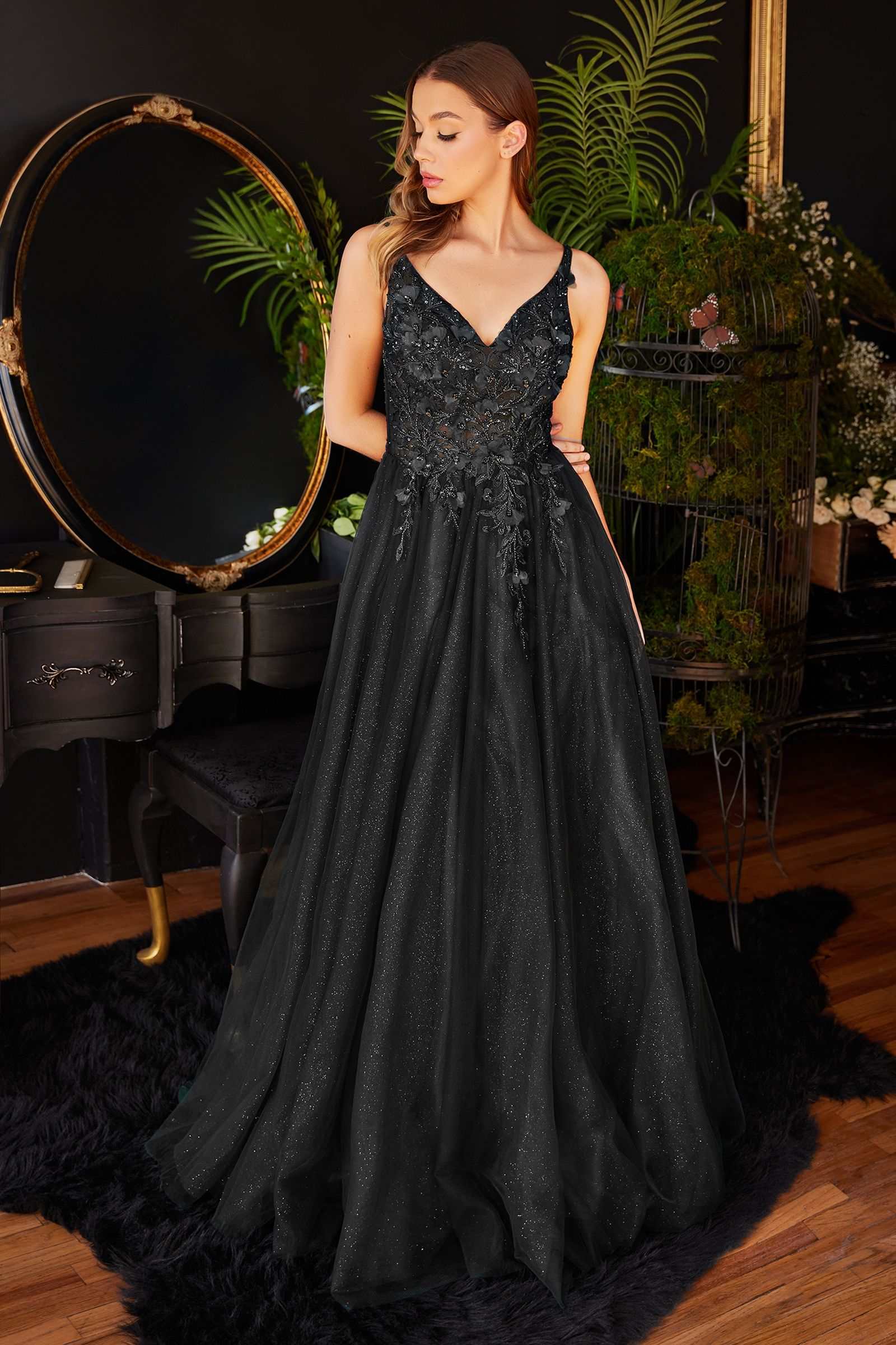 LACE FLORAL A-LINE DRESS CDCD0181