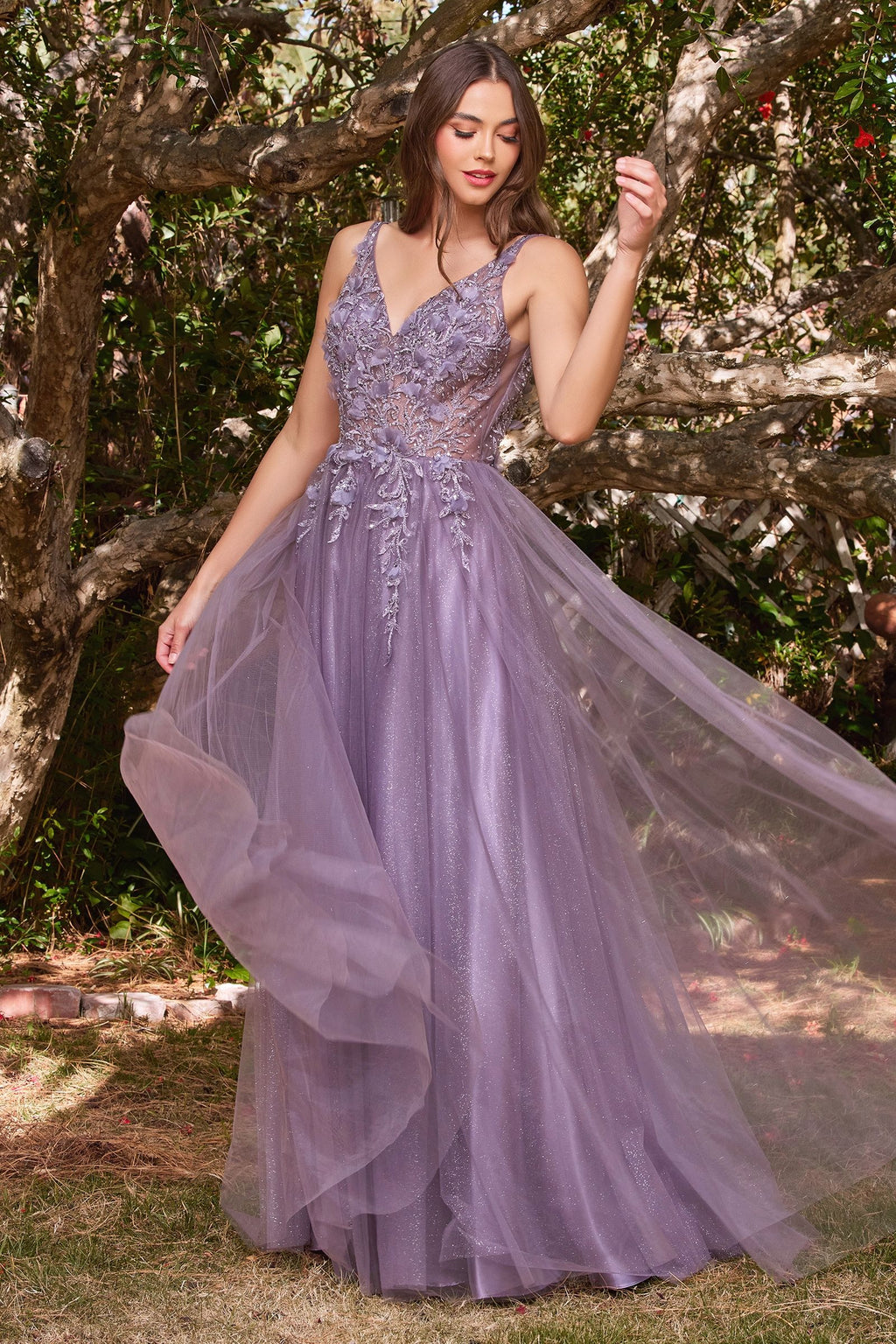 LACE FLORAL A-LINE DRESS CDCD0181