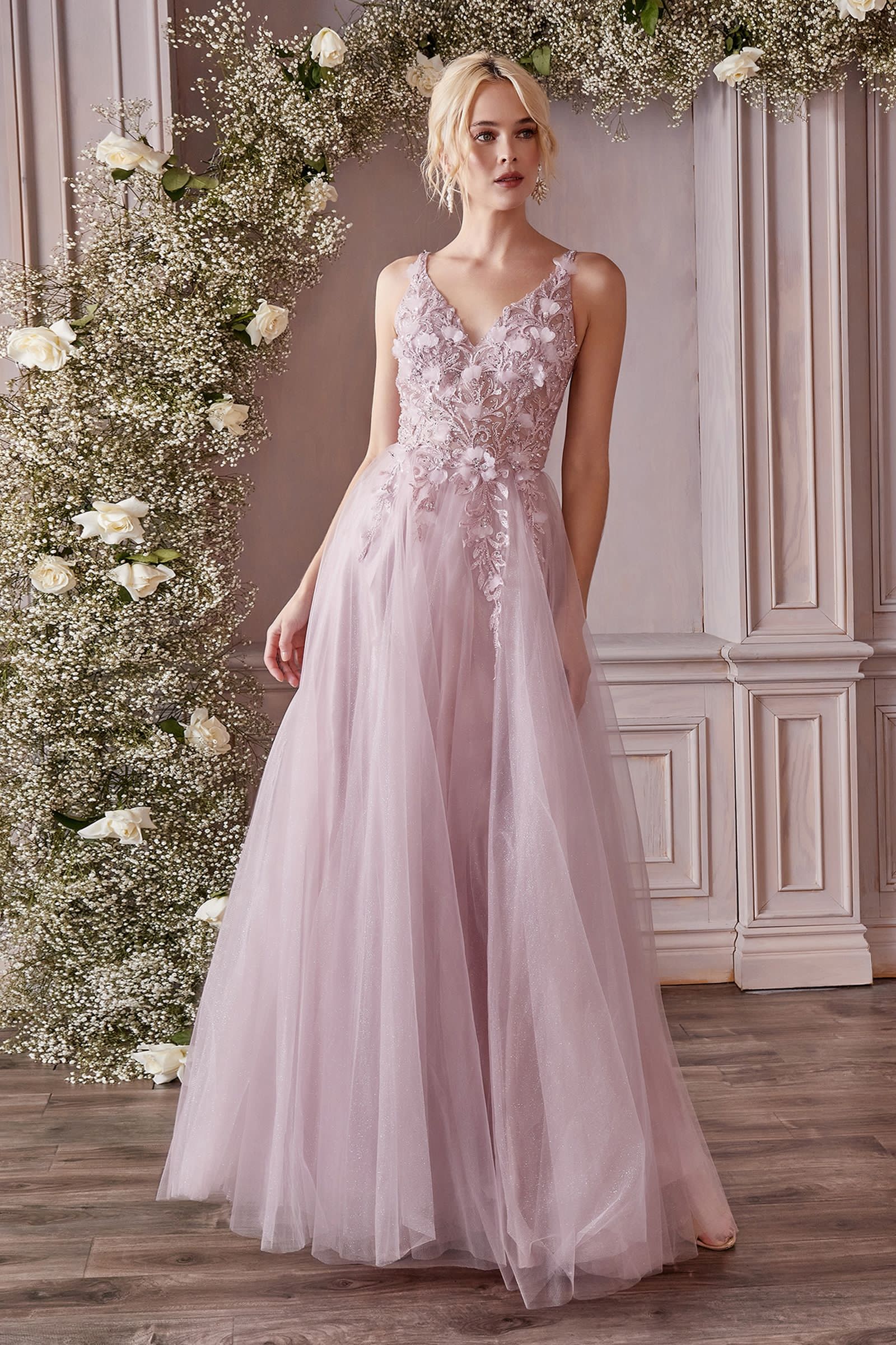 LACE FLORAL A-LINE DRESS CDCD0181