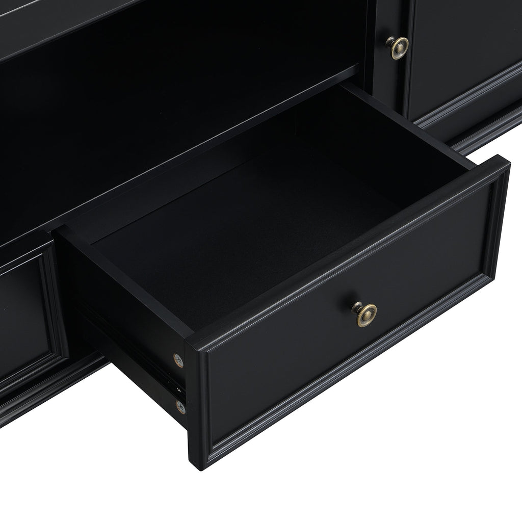 U-Can 70.9'' Modern TV Stand for TVs up to 80 Inches, Entertainment Center with Open Compartment, TV Storage Cabinet with 2 Drawers, 2 Cabinets and 5 Solid Legs for Living room