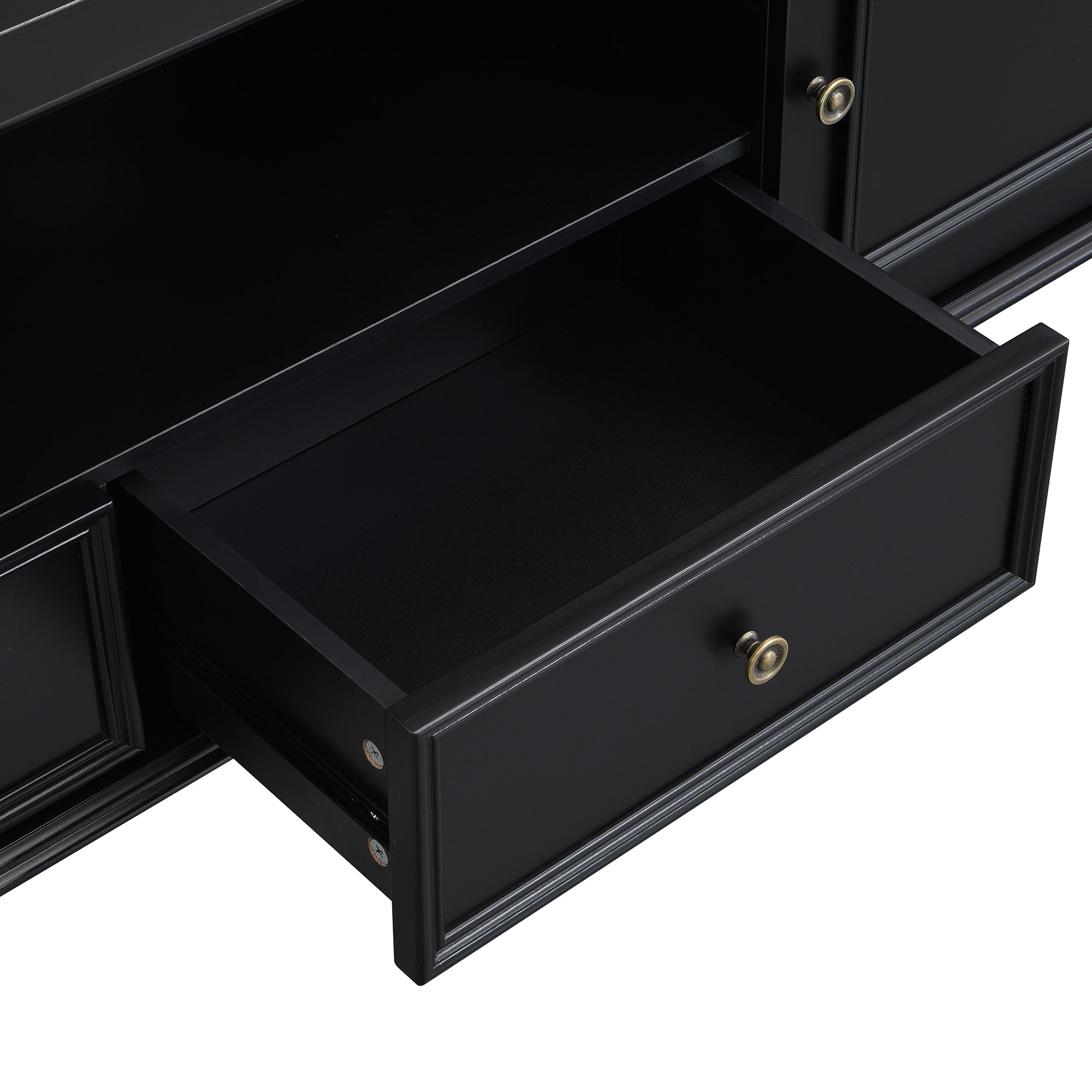 U-Can 70.9'' Modern TV Stand for TVs up to 80 Inches, Entertainment Center with Open Compartment, TV Storage Cabinet with 2 Drawers, 2 Cabinets and 5 Solid Legs for Living room