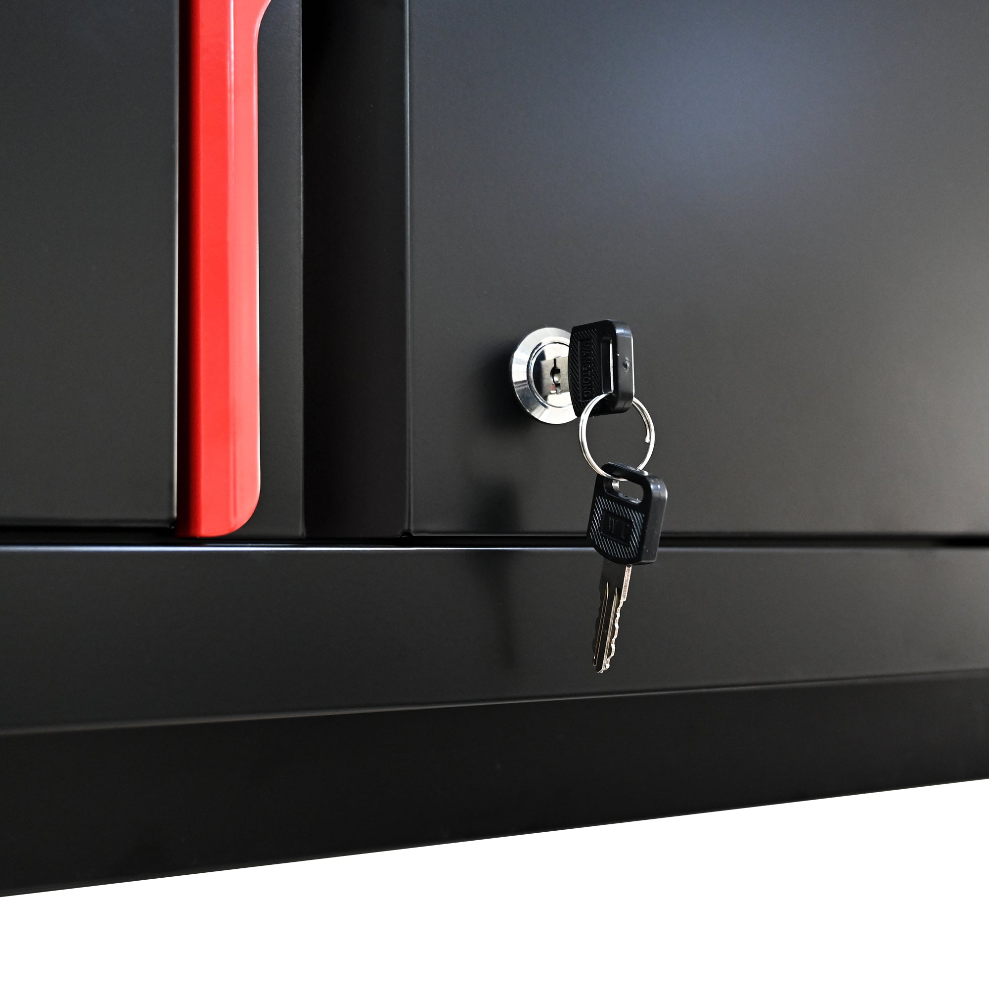 Steel Filing Cabinet With Compartments For Office Use, Storage, File Storage, Archives, And High and Low Cabinets with Black and Red finish