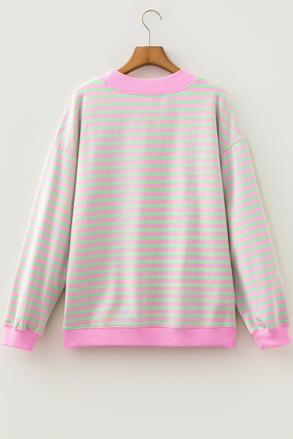 Stripe Contrast Trim Mock Neck Sweatshirt
