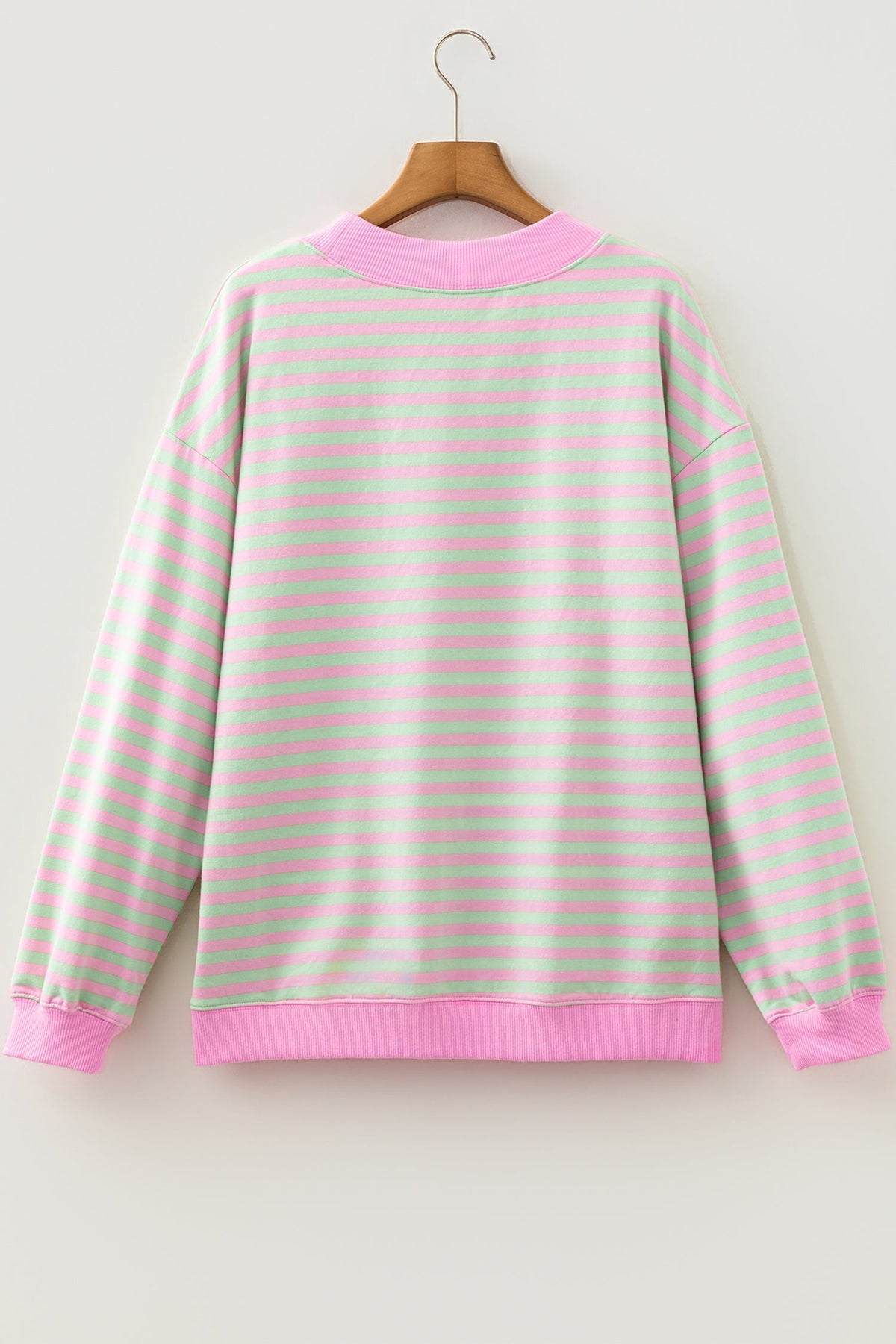 Stripe Contrast Trim Mock Neck Sweatshirt
