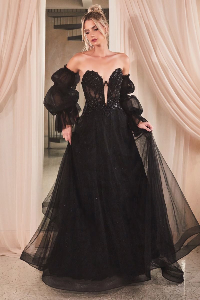 STRAPLESS BALL GOWN WITH REMOVABLE SLEEVES CDCD830