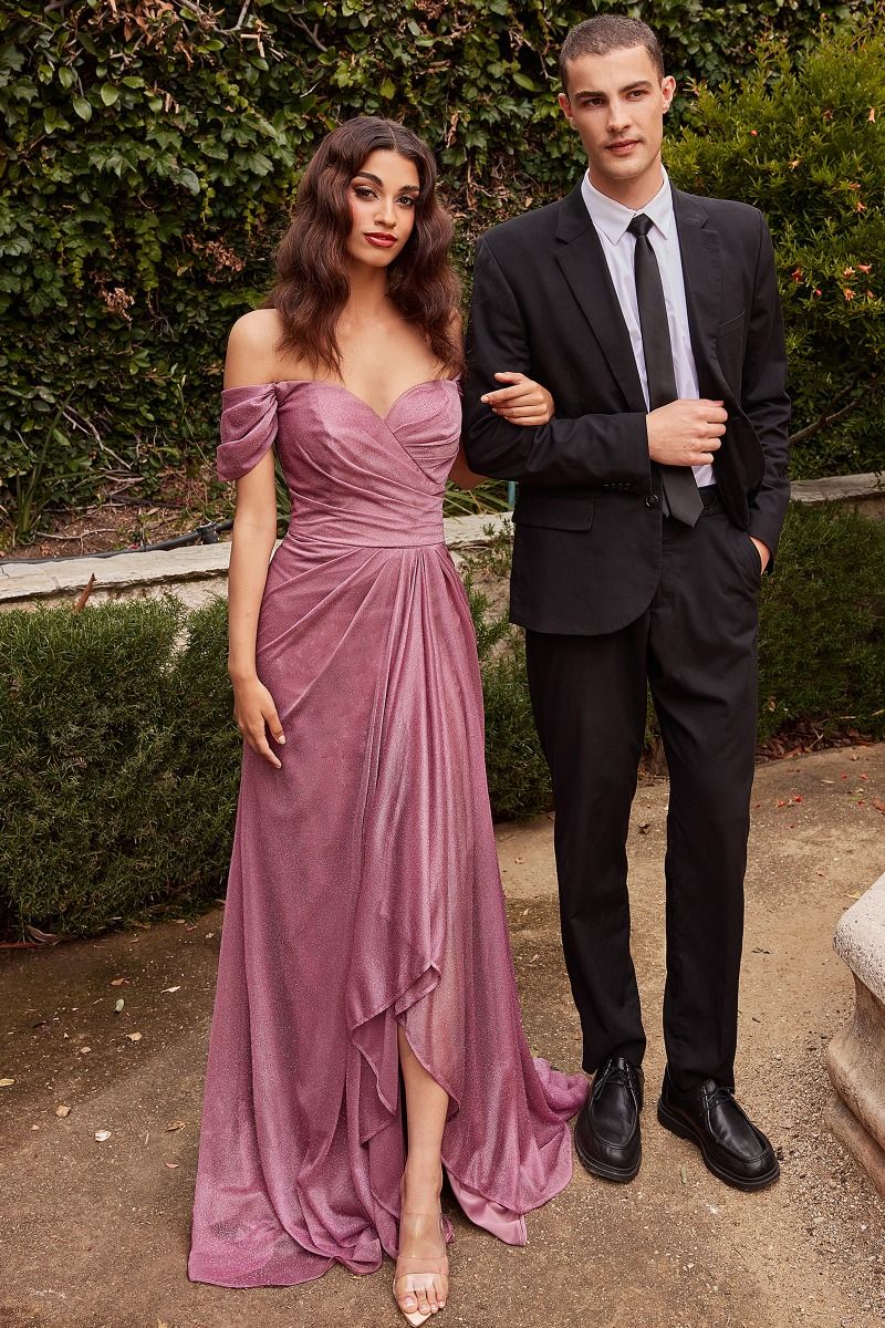 Strapless Off The shoulder Wrap Bodice Glitter Sequin Long Prom & Bridesmaid Dress CDCD878