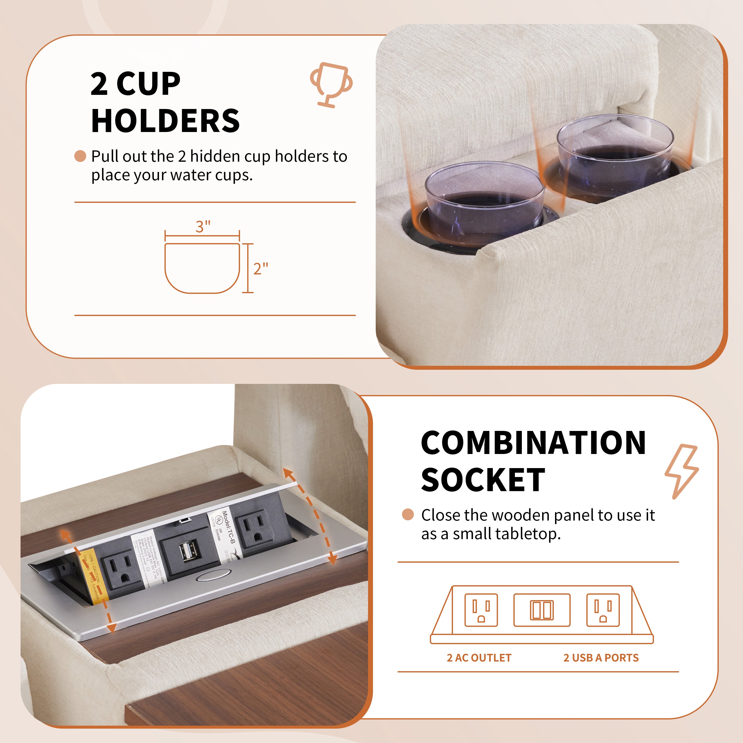 [VIDEO+NEW]131'' Modular Sectional Sofa with Movable Ottoman and Console,Cup Holder,Wide Seat,6 Seat U Shaped Couch,Oversized Chenille Sofa with USB Charger for Living Room,Apartment,2 Colors