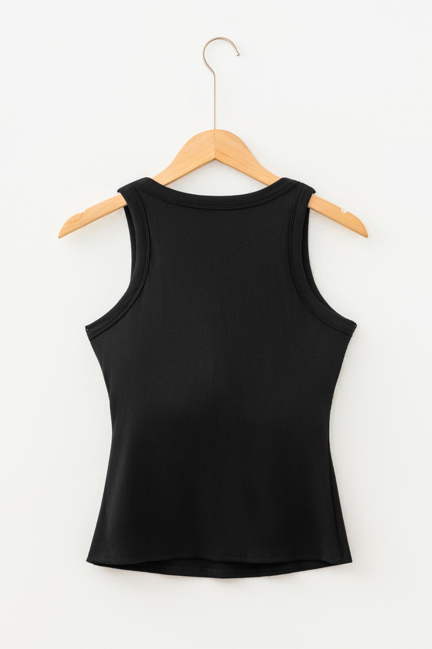 Solid Ribbed Knit Padded Tank Top