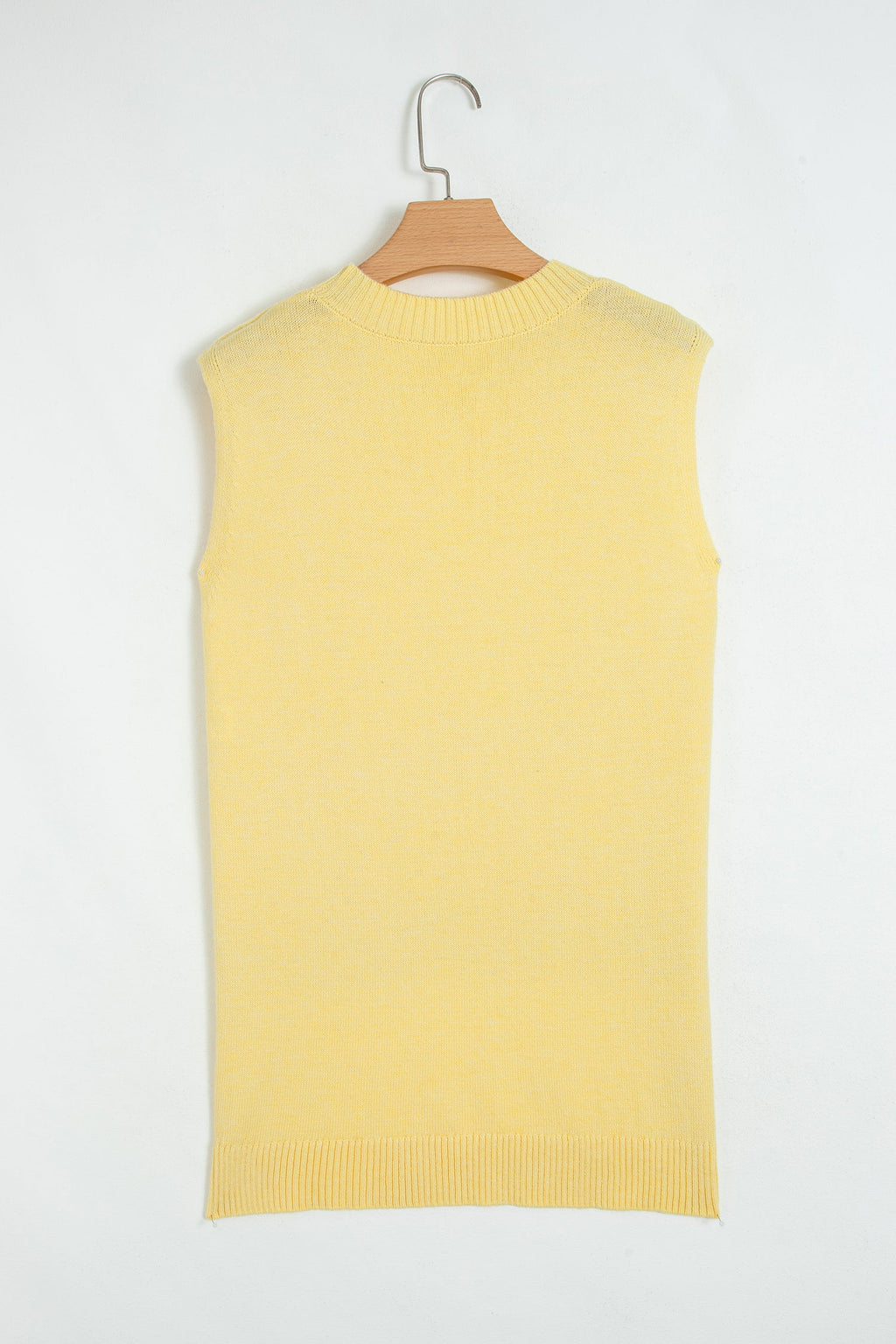 Solid Side Slit Sleeveless Sweater Top
