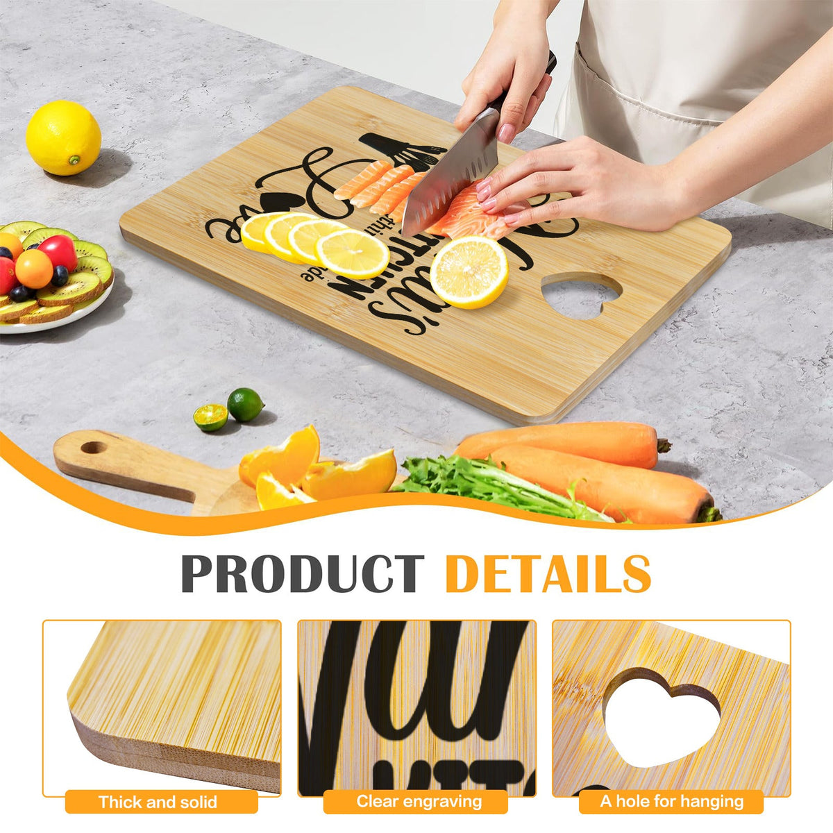 Nana's Kitchen Made with Love Custom Rectangle Bamboo Cutting Board (One Side Printing) | Ships from USA