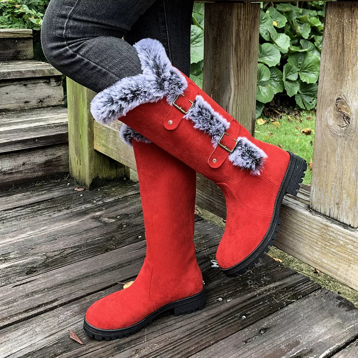 Round Toe Block Heels Boots