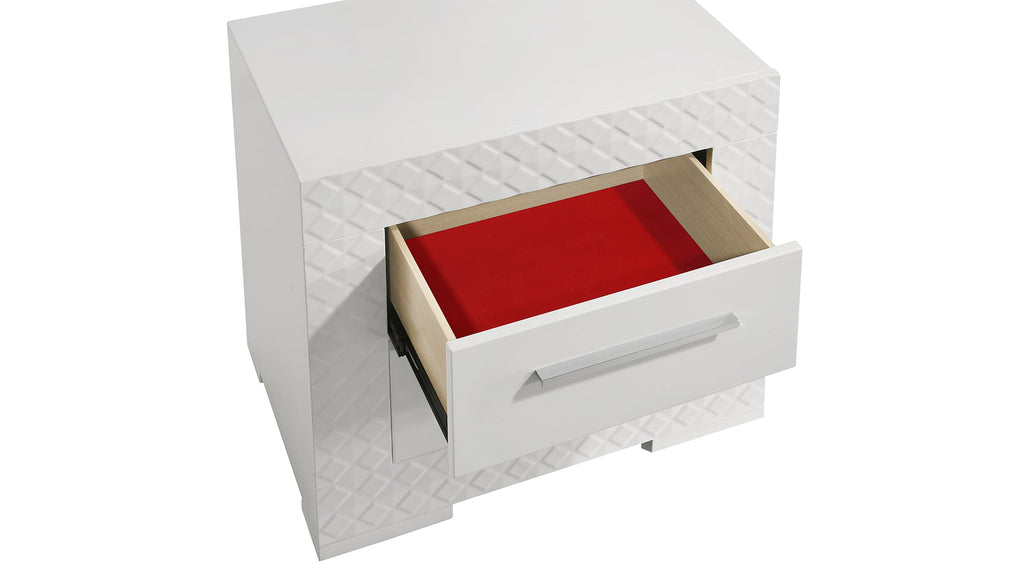 Blanca Modern Style 5 Pc Queen Bedroom Set with LED Headboard Made with Wood in White