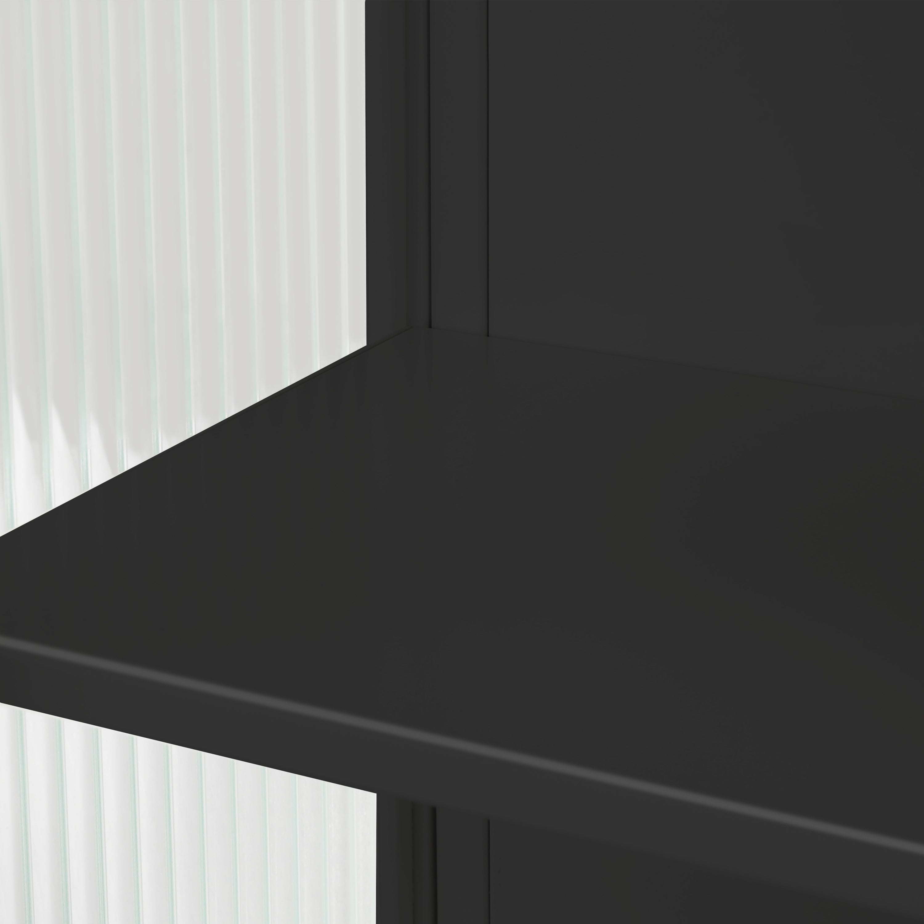 23.62'Glass Doors Modern Two-door Wall Cabinet with Featuring Two-tier Enclosed Storage, an Open Shelf, and Towel Rack, for Entryway Living Room Bathroom Dining Room,Black