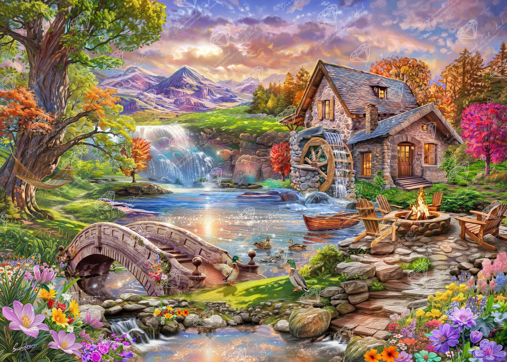 Diamond Art Club – Mill Pond Sanctuary Diamond Painting (Square Drill, 38.5" x 27.6")