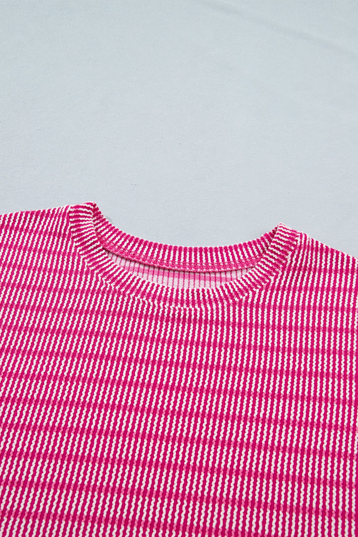 Stripe Ribbed Loose Tee & Drawstring Short Set